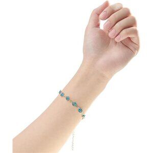 Light Blue Gold Evil Eye Lucky Bracelet